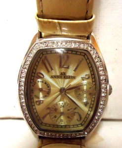 Anne Klein day/date quartz watch with crystals & leather strap 10/6873 6P29 - Picture 1 of 8