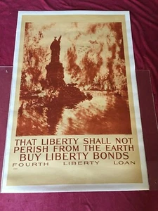 DIESE FREIHEIT SOLL NICHT UNTERGEHEN Orig. 1918 WWI Plakat LEINEN LINIERT Joseph Pennell - Bild 1 von 7