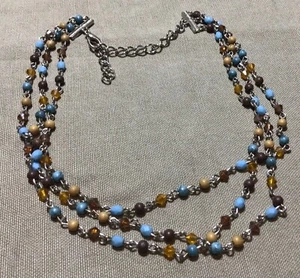 Multi Strand Beaded Necklace Choker 7” - Picture 1 of 4