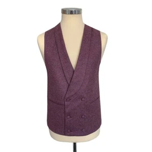 Tweed Foxglove Pink DB Shawl Collar Waistcoat / Wedding / Ascot / Formal NEW - Picture 1 of 3