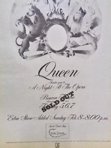 Vintage full page ad QUEEN rock concert BEACON THEATRE NYC Jan. 1976 Mercury May - Picture 1 of 2