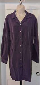 NWT Womens Coldwater Creek Purple Shirt Dress Sz 1X Accented Slimming Waist New