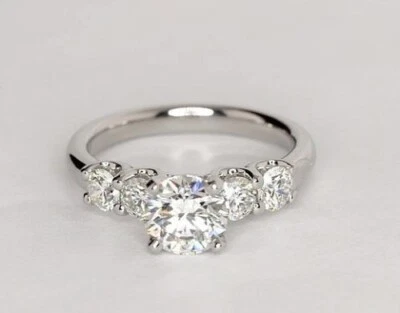 1.80 Ct Round Cut Lab Created Diamond Engagement Ring 14K White Gold Size 6 - Image 1 of 4