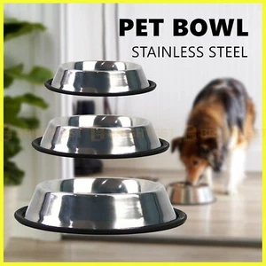 Stainless Steel Pet Bowl Water Bowls Portable Anti Slip Skid Feeder Dog Cat - Picture 1 of 9