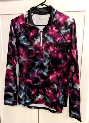 Camisa Top Ideology Mujer Talla M Púrpura Aqua Manga Larga Agujeros para Pulgar Fitness Cremallera Foto 1 de 4