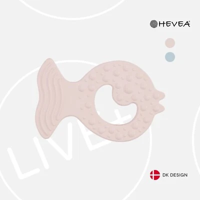 Mordedor de peces HEVEA en caucho natural, rosa en polvo | Juguete para mordeduras de dentición para bebé Foto 1 de 4