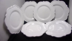 World Market ~LOT of 6- White SCALLOPED RIM 9" SALAD PLATES - Picture 1 of 14