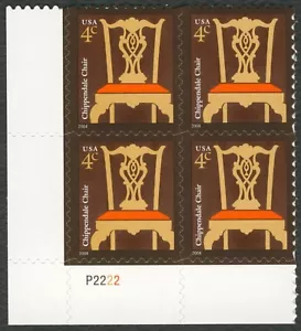 #3755 4c Chippendale Chair, Plate Block [P2222 LL], Mint **ANY 5=FREE SHIPPING** - Picture 1 of 1
