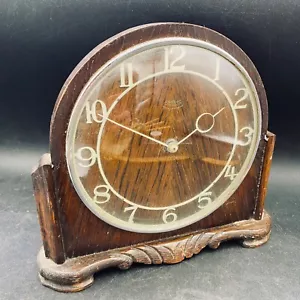 Mantle Clock SMITHS 1930's Art Deco Wooden Frame Not Running Requires Service - Picture 1 of 13