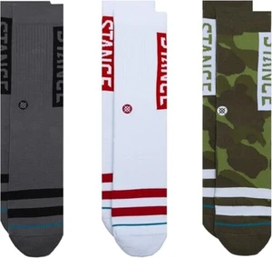STANCE OG CASUAL CREW SOCKS 3-PACK Gray/Camo/White Medium (6-8.5) #A556C20OG3 - Picture 1 of 2