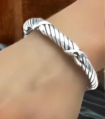 PULSERA BRAZALETE PLATA ESTERLINA 925 DISEÑO TRENZADO 6.5" LIGERO 1606 Foto 1 de 3