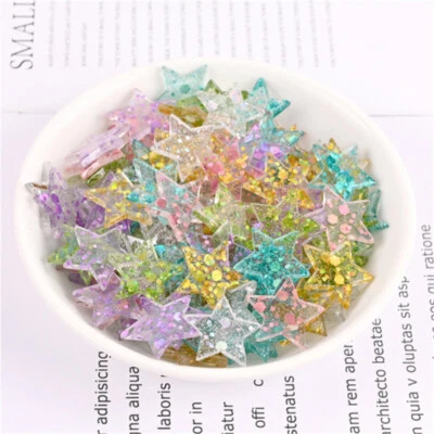 20 pcs Bulk Flat Back Resin Embellishments Stars Sequined For Crafts Decors 17mm - Image 1 of 4