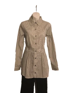 Cabi 974 Damen mittelgrau Nadelstreifen Knopfleiste Baumwollmischung Bluse neu mit Etikett $ 98 - Bild 1 von 6