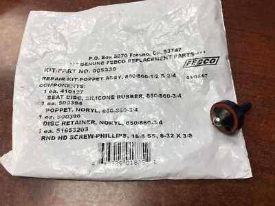 NOVO conjunto poppet FEBCO 905-339 para 850/860 1/2 e 3/4 prevenidor de refluxo - Imagem 1 de 4