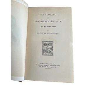 Rare Antique Book The Autocrat of the breakfast table 1891 - Picture 1 of 10