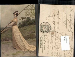 107882,Künstlerkarte Schöne Frau m. Kleid Edwardian Girl - Picture 1 of 1