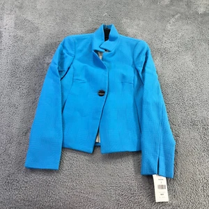 NINA MCLEMORE Jacket Womens 0 Sig Matelasse 1 Button Metro Blazer Blue $ 895 - Picture 1 of 10