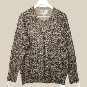 Suéter Sandrine Rosa Lana Mezcla Cachemira Estampado Leopardo Mujer XS NUEVO CON ETIQUETAS Trenza - Imagen 1 de 12