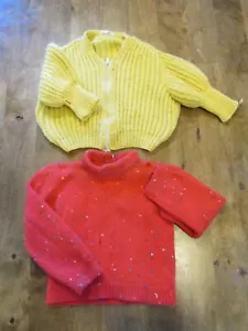 2 Strickpullover Kleinkind rot Pulli & CATHY ODDON gelb Strickjacke Vintage 50er - Bild 1 von 12