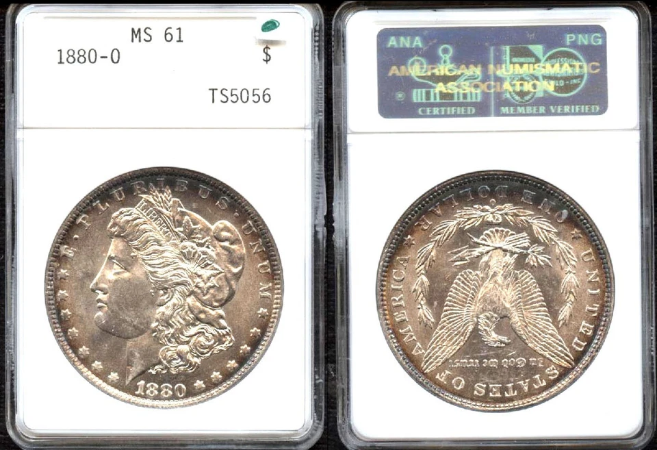 1880-O $1 ANACS MS61- TONED SHARP STRIKE- MINT LUSTER PQ Morgan  Dollar  - Image 1 of 1