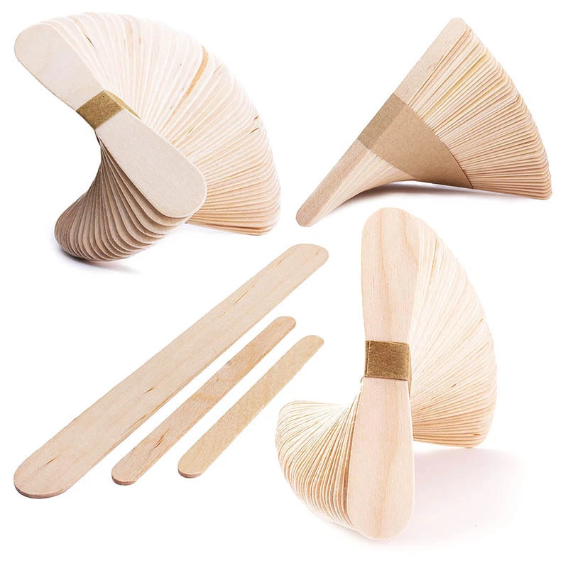 YOLLI Waxing Sticks Wooden Wax Applicators Spatulas Depressors Eyebrow Leg Bikini Line