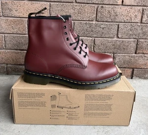 Dr Martens 1460 Mens Boots US 13 Uk 12 Cherry Red Smooth Lace Up New - Picture 1 of 10