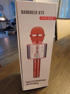 Wireless Karaoke Microphone/HiFi Speaker - Pink Handheld KTV WS-858 - Picture 1 of 6