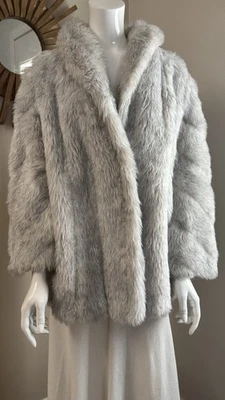 Vintage Blair Faux Fur Jacket Coat 1970s/80s Gray Shawl Collar Size Medium 20” - Image 1 of 4