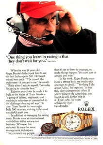 ROLEX OYSTER PERPETUAL CHRONOMETER WATCH—ROGER PENSKE—VINTAGE 1991 PRINT AD - Picture 1 of 1