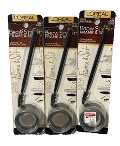 (3) Loreal Brow Stylist Frame & Set Cream Pomade 0.08 oz Sealed 212 - Blonde - Picture 1 of 5