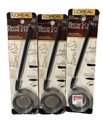 (3) Loreal Brow Stylist Frame & Set Cream Pomade 0.08 oz Sealed 212 - Blonde - Image 1 of 4