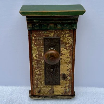 Винтажный держатель для ключей в деревенском стиле дверная ручка скелет ключ настенное крепление фермерский дом народное искусство - Изображение 1 из 4