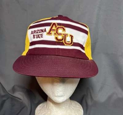 Vintage Arizona State Sun Devils Trucker Snapback Cap Hat Mesh 3 Stripe ASU - Image 1 of 4