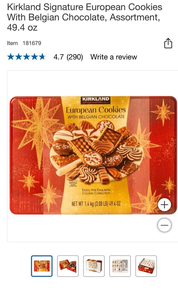 2 pacotes de biscoitos europeus Kirkland Signature com chocolate belga 49,4 oz cada - Imagem 1 de 1