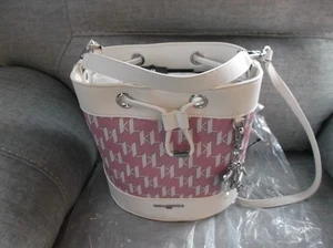 NEU - Karl Lagerfeld Paris Adele Bucket Bag Crossbody Pink/Weiß - Bild 1 von 7
