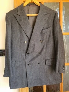 Gieves Hawkes Jacket UK 42 Charcoal Grey Striped Pin Chalk Wool London Super 100 - Picture 1 of 11