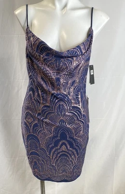 Jump Apparel Women Blue Glitter Dress Size L - Image 1 of 4