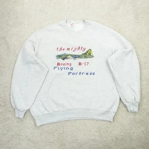 Vintage Boeing B17 Flying Fortress Sweatshirt 2XL Grey USA Made Airplane 90s - Picture 1 of 14