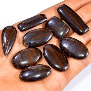 9 Pcs 313 Cts Natural Iron Tiger Eye Cabochon Gemstone Lot 40x14 24x15mm #3187 - Picture 1 of 4