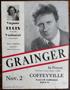 Percy Grainger poster with Virginia Ellis 1941 Poster, pianist violinist - Picture 1 of 1