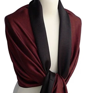 edler Winterschal Wendeschal mit Wolle rotbraun schwarz Winter Damen Schal 705 - Bild 1 von 3