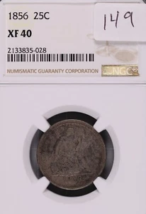 1856 Seated Liberty Silver Quarter Arrows NGC XF-40 #5-028 - Picture 1 of 2