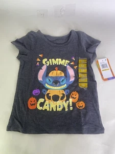 Disney Lilo and Stitch Candy Halloween Short Sleeve T-Shirt Top Kids Girls 5-6 - Picture 1 of 6