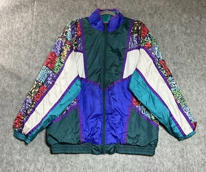 Vintage Windbreaker Jacket Womens Medium Pink Pockets Full Zip Nylon Retro 90s - Picture 1 of 9
