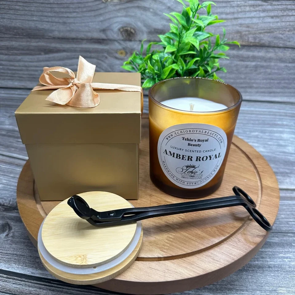 Elixir de Luxe-Amber Royal подарок ароматизированная свеча ручной работы чистый натуральный воск 12 унций - Изображение 1 из 4