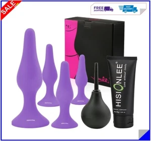A.nal Trainer Kit Plug 4 Hypoallergenic Medical Silicone B.utt Plugs Lubricant - Picture 1 of 7