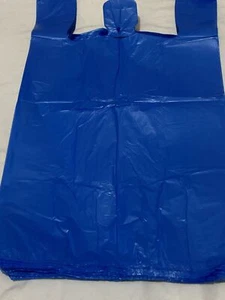 Bags Extra Large 18 x7x 32 .75 Mil Blue Heavy Duty T-Shirt Plastic Grocery Bags - Picture 1 of 4