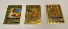 Lot Of 3 Dragonite Pokémon Gold Foil Fan Art Cards.