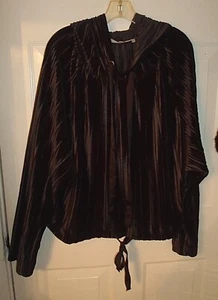 Rachel by Rachel Roy Sz LARGE Black Pleated Velvet Pullover Hoodie Women's  - Picture 1 of 6