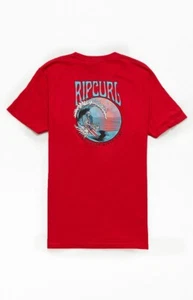 Rip Curl Men's Americana Shred Premium Tee T-Shirt Big Graphics Large Red - Picture 1 of 7